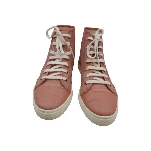 Gucci GG Logo Monogram Canvas High Top Sneakers Shoes Soft Pink Size 38.5/8.5 - Picture 4 of 13